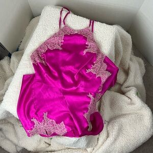 Victorias Secret bright Pink Lace Lingerie Set